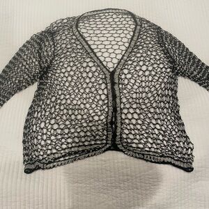 Elegant Black Mesh Women's Handmade Top